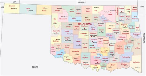 Counties Of Oklahoma Map With Cities - Amargo Marquita