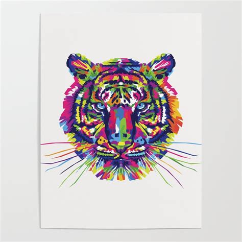 Colorful tiger clipart Poster by Maxleron | Society6