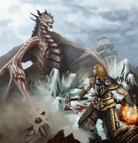 Skyrim: Dovahkiin vs dragon by Adzerak on DeviantArt