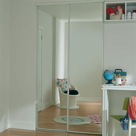 Howdens White Frame Mirrored 2225mm Sliding Wardrobe Door | Howdens