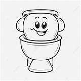 Happy Toilet Cartoon Coloring Page Vector Basic Simple Cute  sketch template