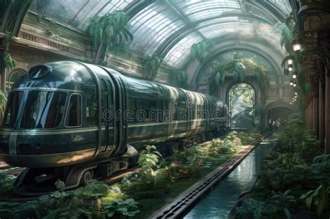 A Futuristic Subway or Train Station.AI Generated Stock Illustration ...