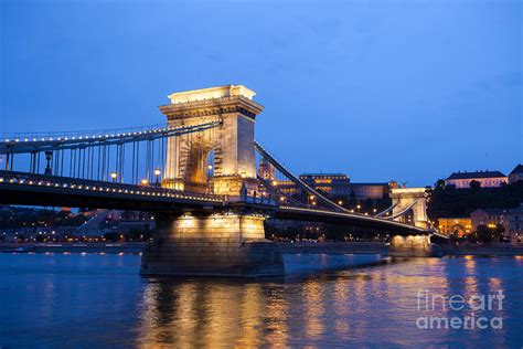 Chain Bridge Over Danube River Budapest Cityscape Photograph by Cornel Achirei