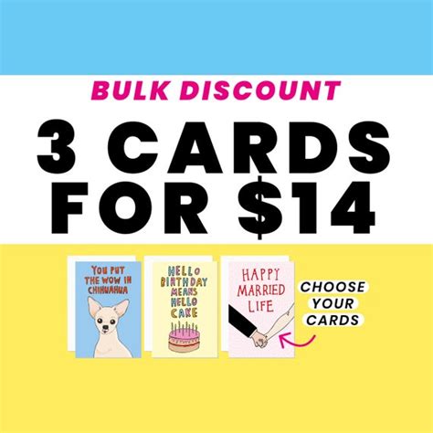 Bulk Card Discount 3 Cards for 14 Bucks Greeting Cards - Etsy