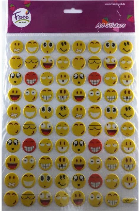 Face Renkli Dünya A4 Emoji Stıcker Gülen Yüz Sticker Gülenyüz Fiyatı ...