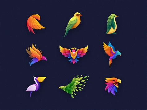 Bird Colorful Logo Collection | Logo color, Logo collection, Logo design creative