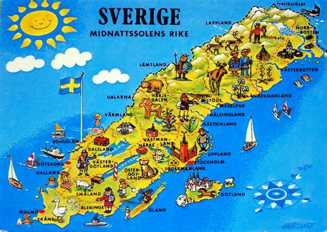 Large tourist illustrated map of Sweden | Sweden | Europe | Mapsland | Maps of the World