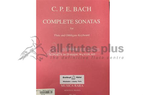 CPE Bach Complete Sonatas Volume 4-Flute and Obligato Keyboard-Musica Rara