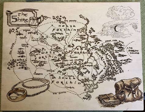 Map of the Shire from LOTR progress : r/Pyrography