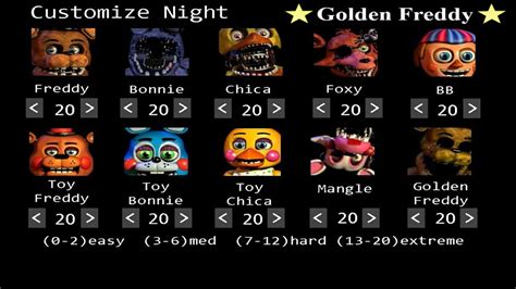 10/20 EXTREME MODE! | FIVE NIGHTS AT FREDDY'S 2 | GOLDEN FREDDY | MODO 10/20 | CUSTOMIZE NIGHT ...