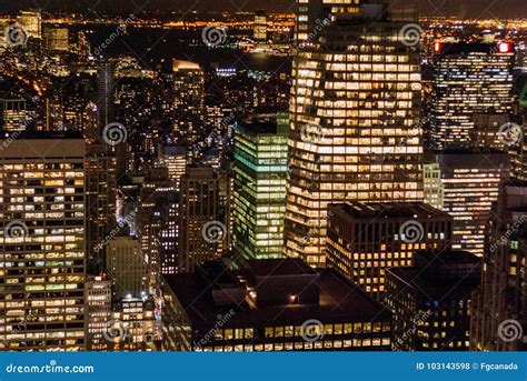 Night View from Rockefeller Center Stock Photo - Image of attraction ...