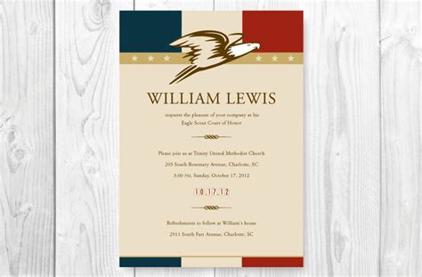 Eagle Scout Court of Honor Invitations / Card American theme