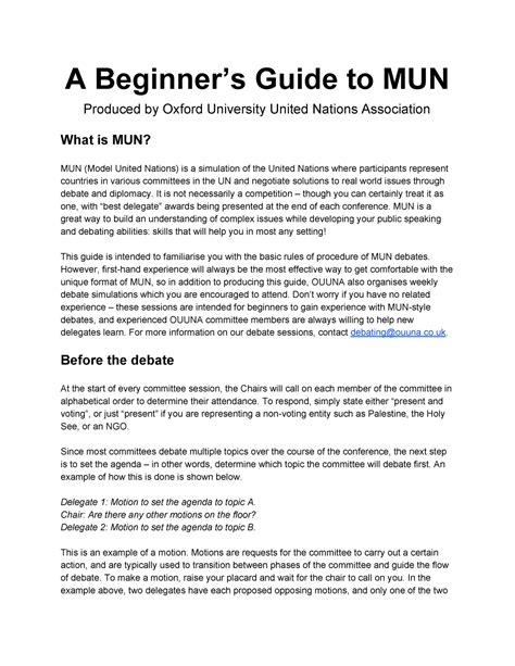 A Beginner’s Guide to MUN - A Beginner’s Guide to MUN Produced by ...