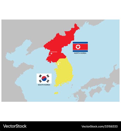 Map south and north korea Royalty Free Vector Image