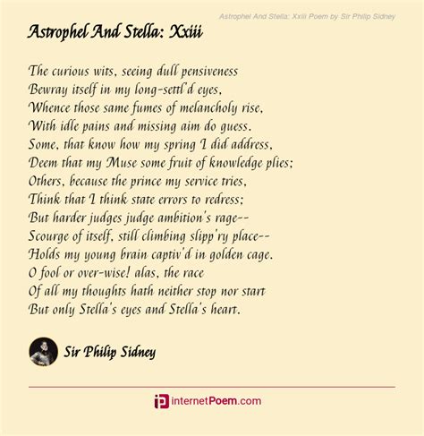 Astrophel And Stella: Xxiii Poem by Sir Philip Sidney