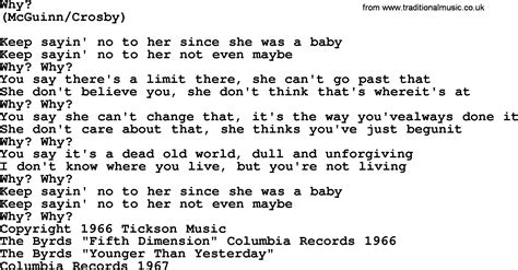 Why, by The Byrds - lyrics with pdf