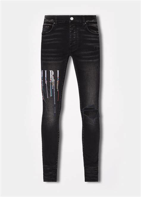 Amiri Paint Drip Core Logo Jeans in Black for Men | Lyst