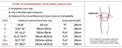 Knee Sleeves Size Chart