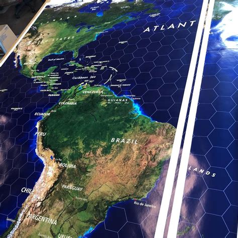 Cool custom map rolling off the printer today. This is a highly customized satellite image world ...