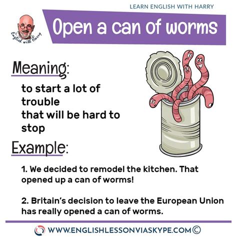 English Idioms - OPEN A CAN OF WORMS meaning | Teach me english ...