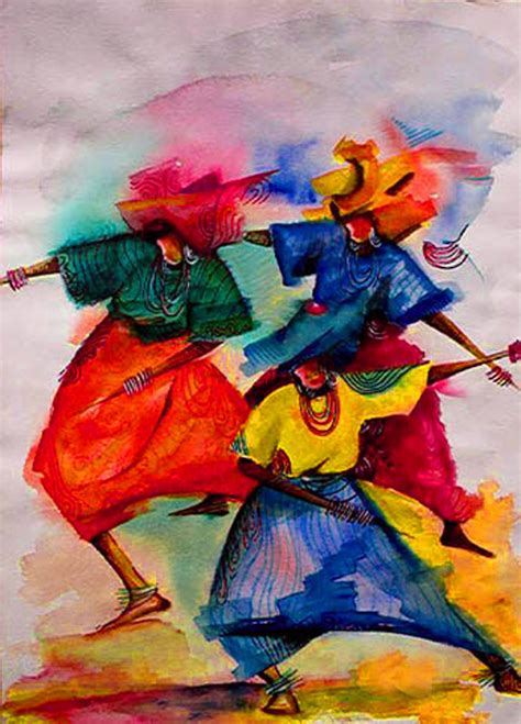 Original Paintings by Chidi Okoye: Modern African Art - Praise Dance