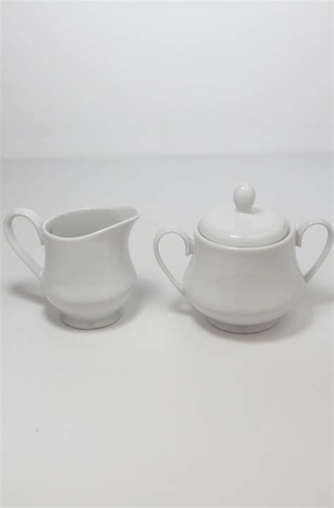 Large White Creamer and Sugar Bowl - A1 Party Rental