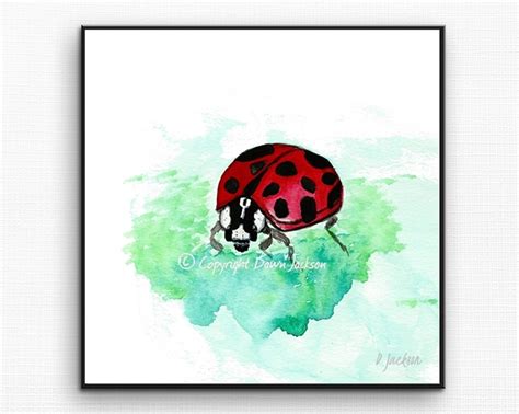 Ladybug Watercolor Art Print, Modern Insect Decor, Good Luck Symbol ...