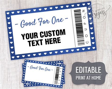 Valentine's Day Coupon Template, Editable Coupons, Printable Instant D ...