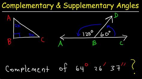 Complementary and Supplementary Angles, Basic Introduction, Geometry ...