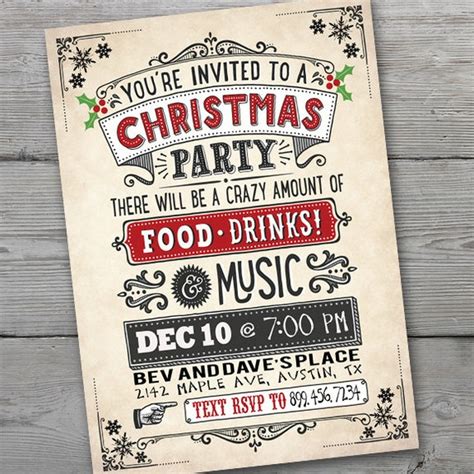 Christmas Invitation Vintage Christmas Party Invitation