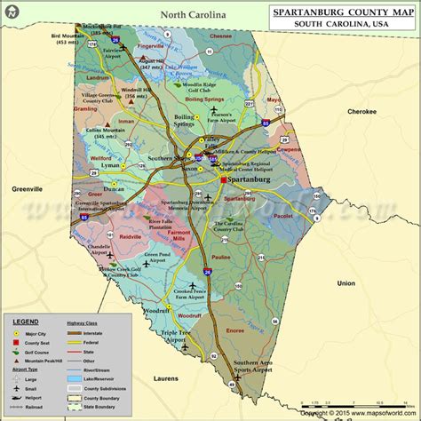 Spartanburg County Map, South Carolina