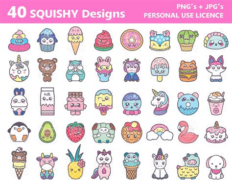 Squishy Clipart Bundle / Kawaii Clipart / Squishy Clip Art / Cute ...