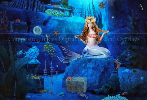 Mermaid Digital Backdrop Underwater Digital Backdrop Treasure Trove ...