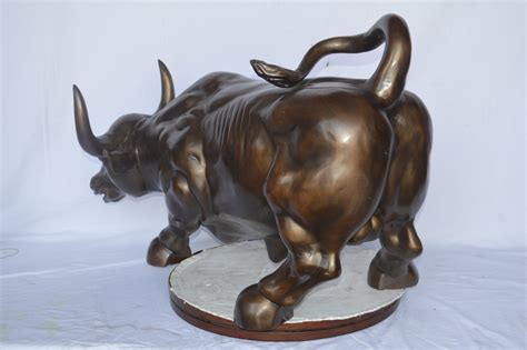 Wall Street Bull Bronze Statue - Size: 21"L x 43"W x 29"H. - NiFAO