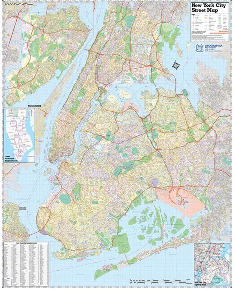 5 Boroughs of New York City Laminated Wall Map | Geographia Maps