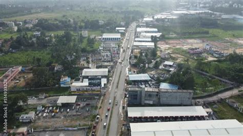 Jigani, Jigni, Bangalore, India 2nd July 2022 : Aerial view of Jigani industrial area and also ...