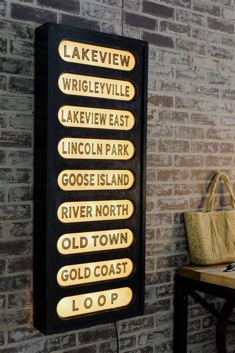 Vintage Style Train Station Sign - Wood and Glass back lit sign ...