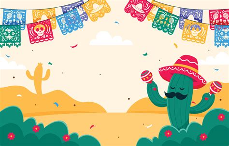 Papel Picado with Cactus Character Background 12486257 Vector Art at ...