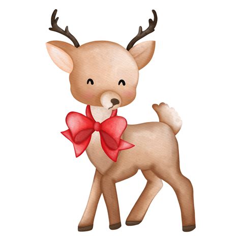 Cute Reindeer. Watercolor Christmas season illustration 12664471 PNG