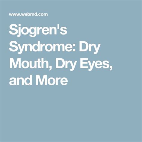 Sjogren's Syndrome Dry Mouth | Sjogrens syndrome, Sjogrens, Dry eye ...