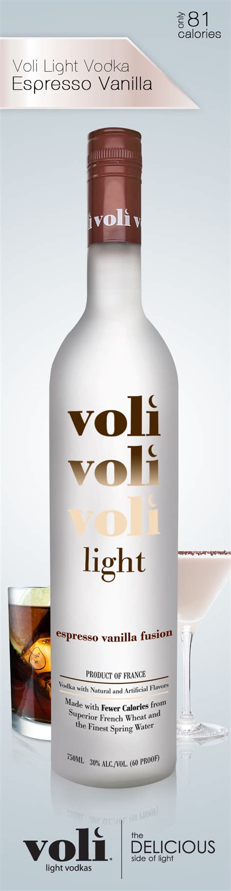 Voli Espresso Vanilla Vodka -- 1 1/2 oz only 81 calories | Light vodka, Vodka, Low calorie vodka