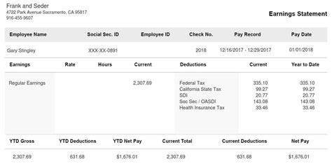 Horizontal Black Paystub Template - PayStubCreator