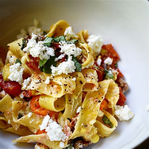 Pappardelle Pasta with Roasted Summer Vegetables and Goat Cheese • Chef Jen