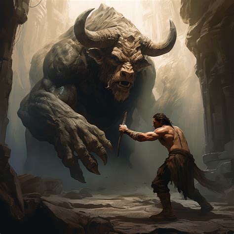 Theseus and the Minotaur : r/aiArt