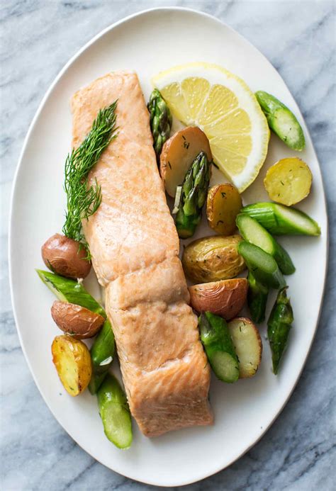 Oven-Roasted Salmon, Asparagus and New Potatoes - International Cuisine Recipes