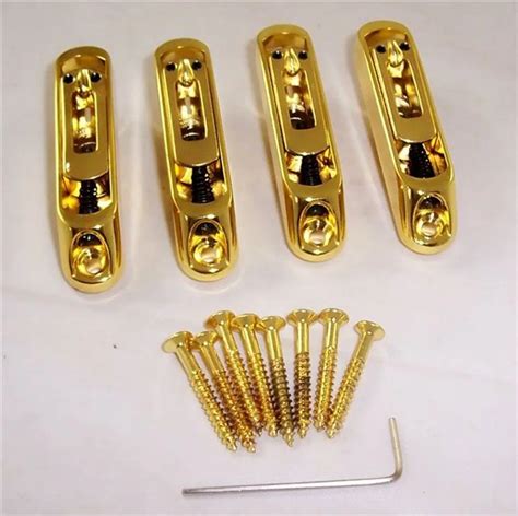 4 Pcs HEAVY DUTY BASS GUITAR BRIDGE SADDLES Gold For 4 String Bass Parts-in Guitar Parts ...