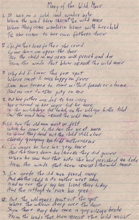 Bob Dylan – Handwritten 1961 Song Lyric