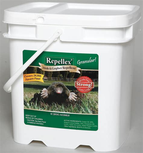 REPELLEX Mole/Gopher Repellent, Granules, 24 lb, Castor Oil, Cinnamon, Garlic, White Pepper ...