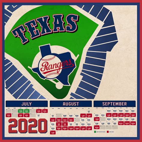 Texas Rangers 2020 Schedule Digital 60 Games | Etsy