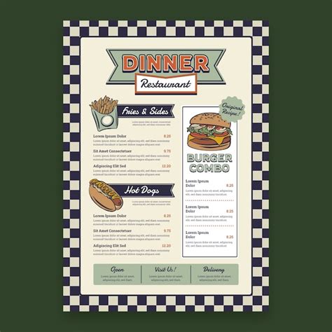 Free Vector | Hand drawn american retro style restaurant menu template